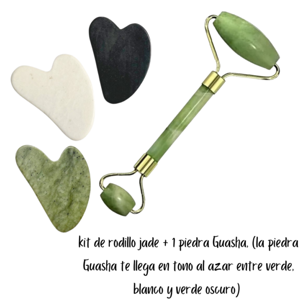 Piedra de Jade verde rodillo + Gua Sha facial - Image 2