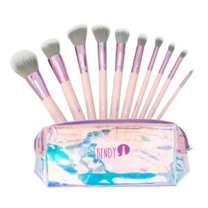 kit x 10 brochas profesionales tornasol Trendy + cosmetiquera