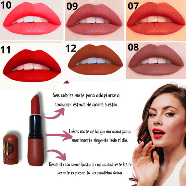 kit x6 lipstick labial mate profesional - Image 3