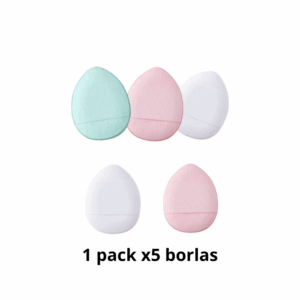5 pomos maquillaje borla puff