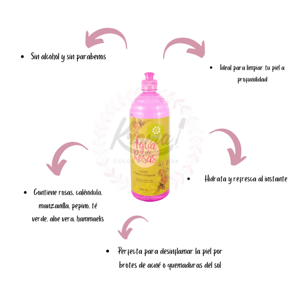 Agua de Rosas Tónico Facial 1000 ml - Kroma Space