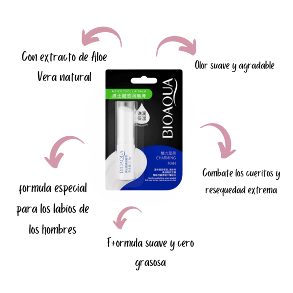 Bálsamo reparador de Labios Bioaqua para Hombres - Image 2