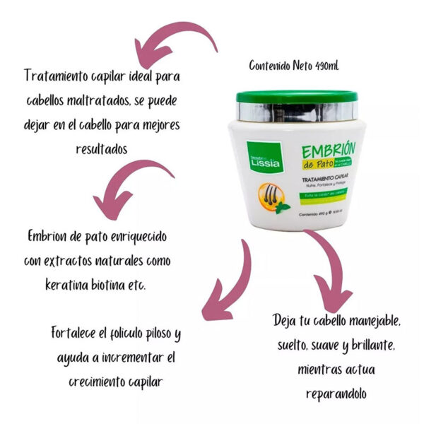 Tratamiento Capilar Embiron de Pato Lissia 490Gr - Image 2