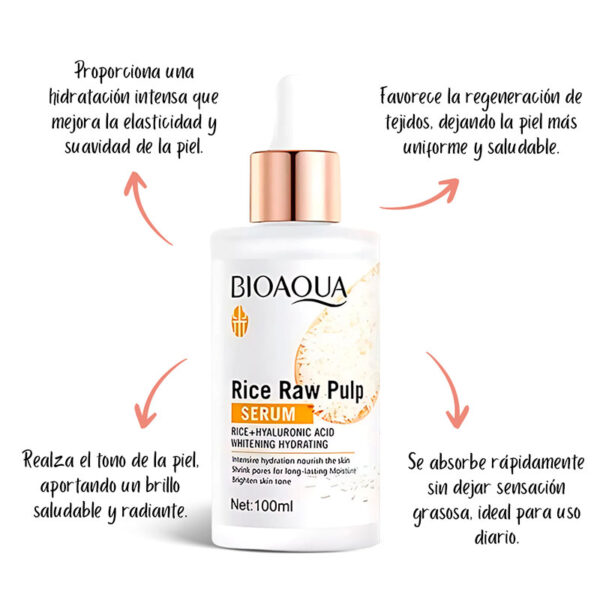 Serum hidratante reparador de arroz Bioaqua GRANDE 100ML - Image 2