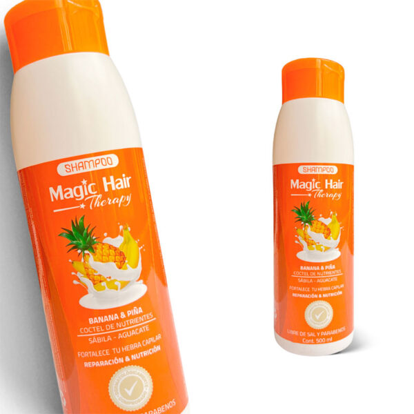 Shampoo Banano y piña todo tipo de cabello magic hair