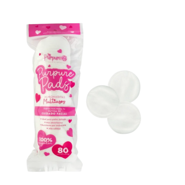 80 Pads de algodon gruesos desmaquillantes purpure