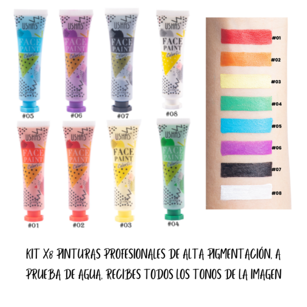 kit x8 face paint tonos surtidos Face paint profesional - Image 2