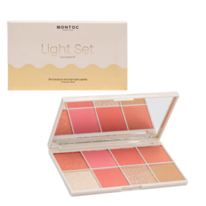 Paleta light Set bronzer, rubor e iluminador 8 tonos Montoc
