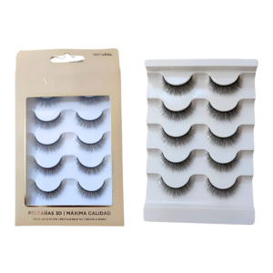 Kit x5 pares de pestañas profesionales NATURAL  3D Atenea