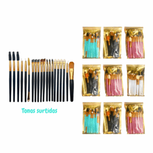 Pack x10 Set x20 brochas para ojos y rostro genéricas PROMO