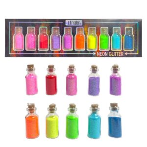 Caja x10 glitter botellita makeup neon