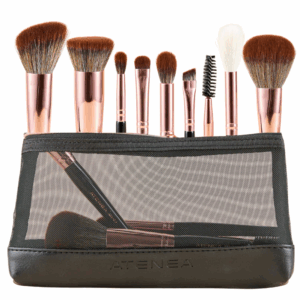 Set Profesional de 8 brochas Rostro y Ojos + estuche malla